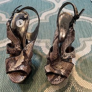 Carlos Santana Snake Print Platform Heels Sz 7